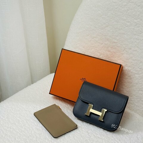 Hermes Mini Constance Slim Epsom H0霧霾灰金釦腰包