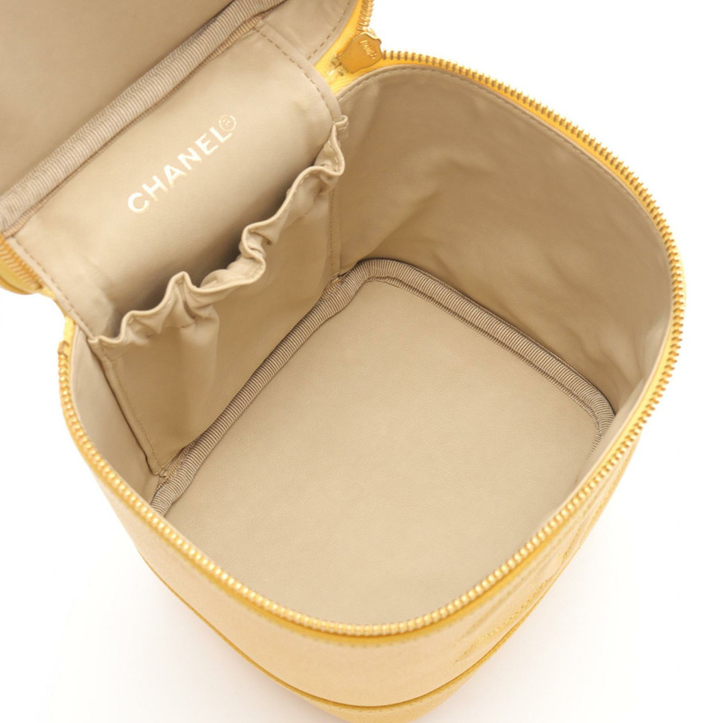 香奈兒 COCO 標誌手提包 A01998 皮革 粒面小牛皮 黃色 二手 女士 金色五金-2