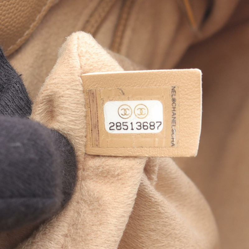 香奈兒 Deauville 抽繩鏈單背包 AS1045 小牛皮 米色 金色五金 二手-4