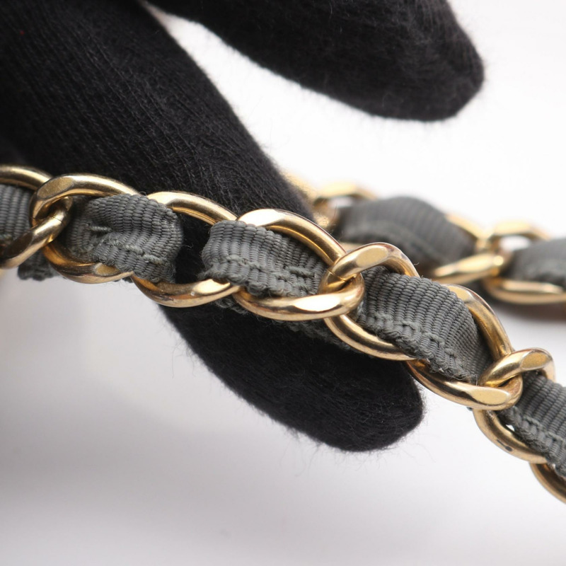 香奈兒 (CHANEL) 絎縫鏈條肩背包,羊皮材質,紅色/灰色,金色五金,二手女款-8