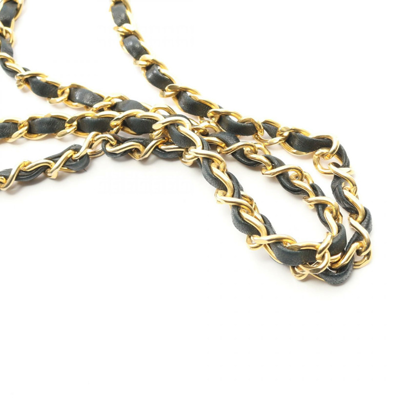 香奈兒 (CHANEL) 絎縫鏈條單肩包，羊皮材質，黑色，金色五金，二手女款-11