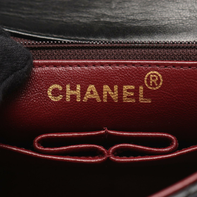 香奈兒迷你Matelasse 20鏈條斜挎包，羊皮材質，黑色，二手，金色五金-3