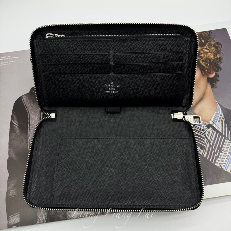 LOUIS VUITTON LV Zippy Organizer 黑色水波紋大拉鍊長夾-5