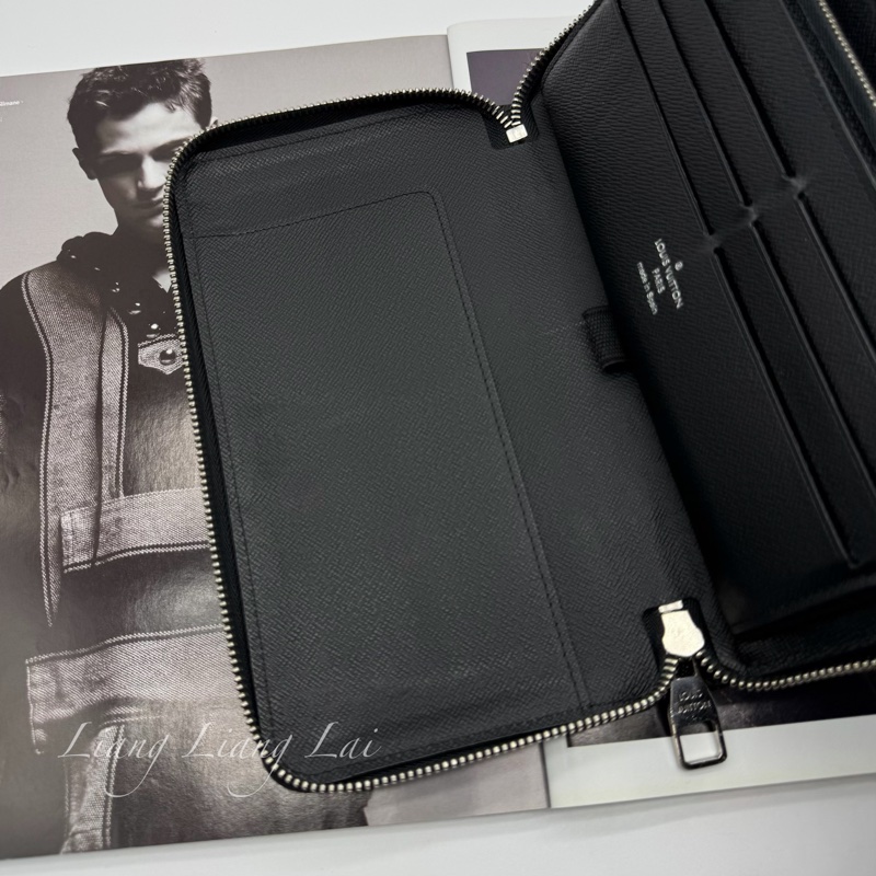 LOUIS VUITTON LV Zippy Organizer 黑色水波紋大拉鍊長夾-7