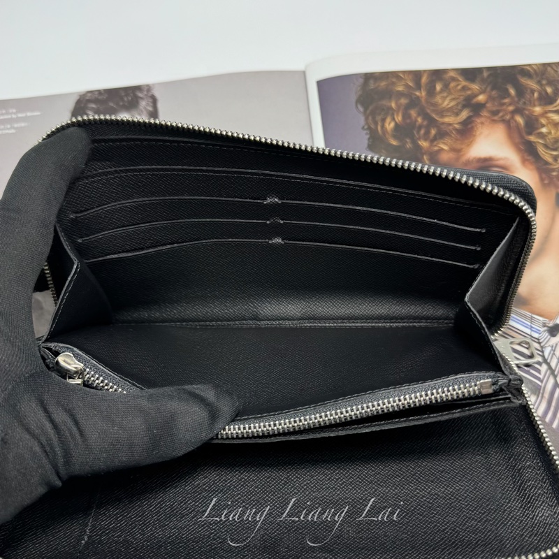 LOUIS VUITTON LV Zippy Organizer 黑色水波紋大拉鍊長夾-9