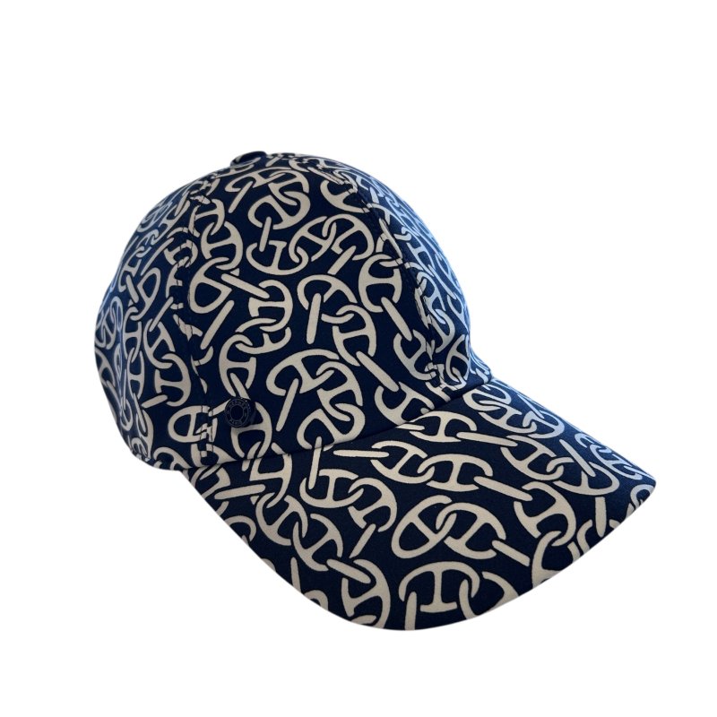 HERMES黑白色布面豬鼻棒球帽/L-0