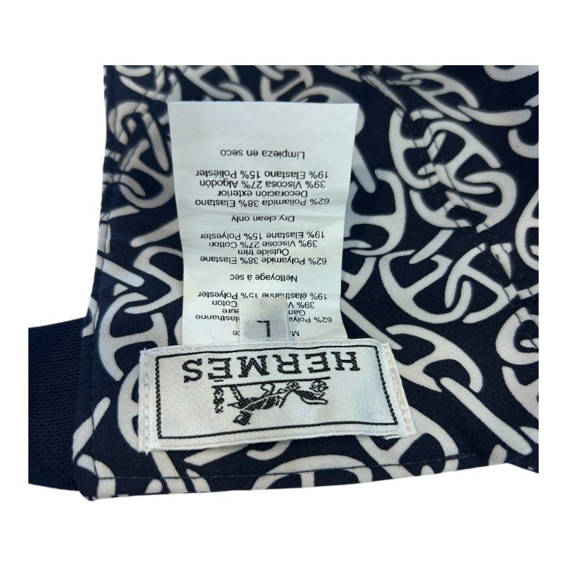 HERMES黑白色布面豬鼻棒球帽/L-2