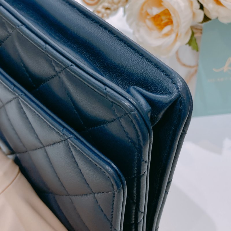 TW4614 Chanel 香奈兒 鏈條錢包 羊皮 深海藍 Wallet On Chain Lambskin Blue x PHW-5