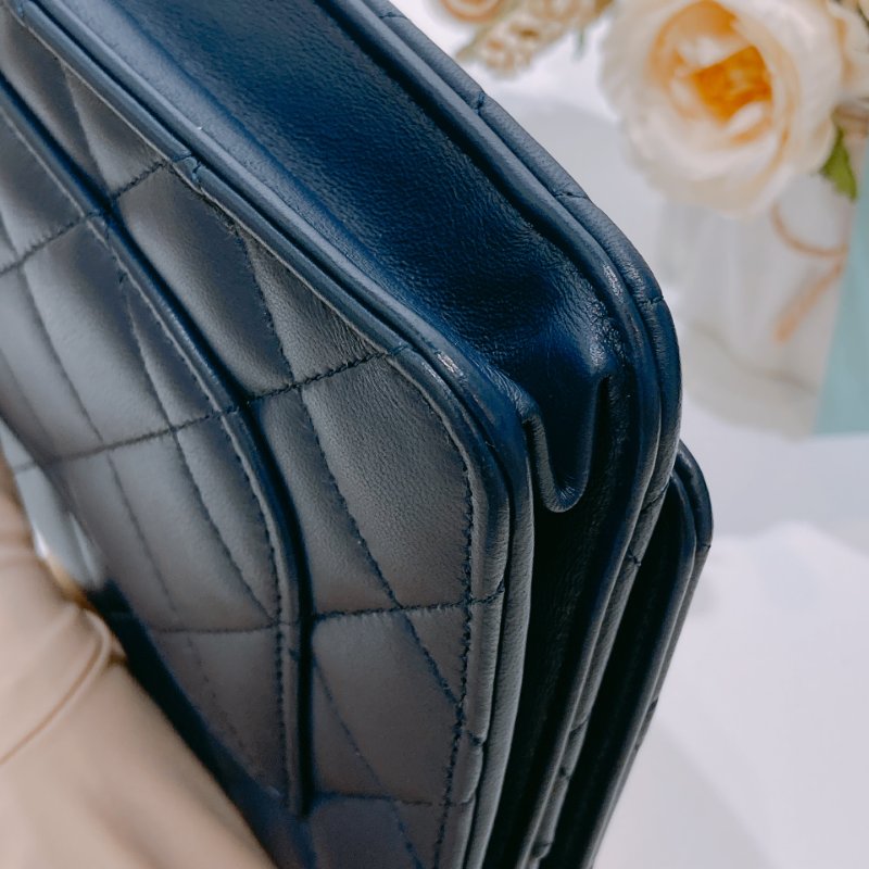 TW4614 Chanel 香奈兒 鏈條錢包 羊皮 深海藍 Wallet On Chain Lambskin Blue x PHW-7