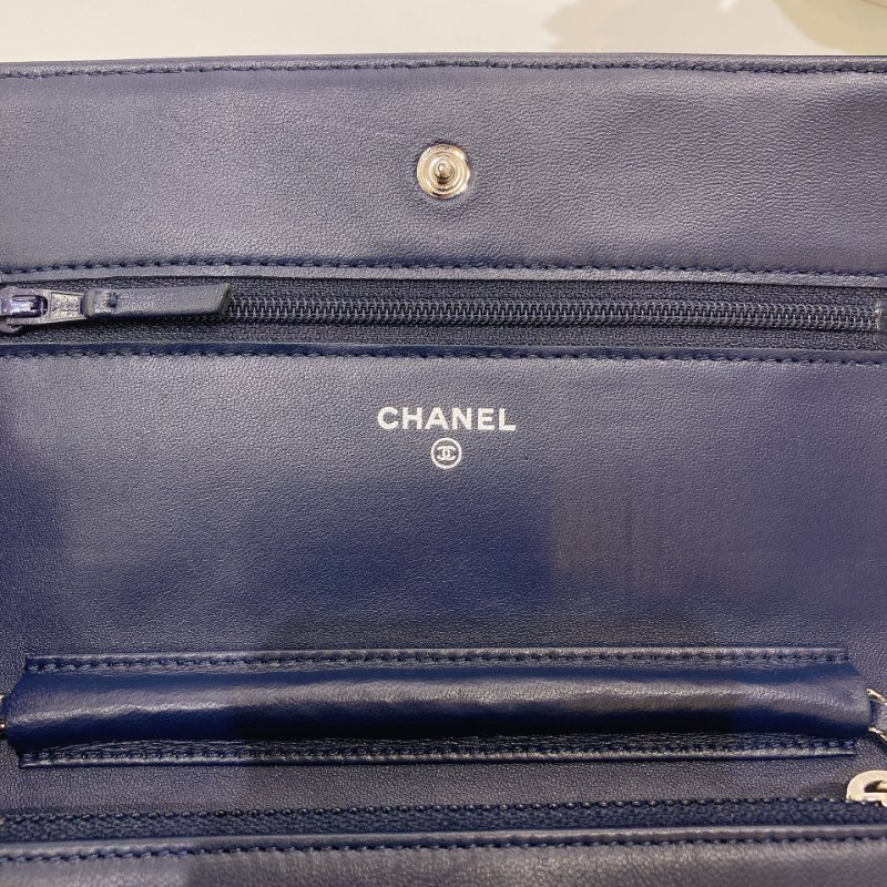 TW4614 Chanel 香奈兒 鏈條錢包 羊皮 深海藍 Wallet On Chain Lambskin Blue x PHW-10
