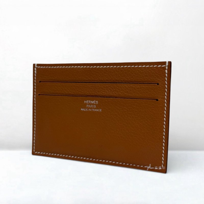 Hermes卡片夾 金棕Gold牛皮Evercolor絲巾卡片夾-2
