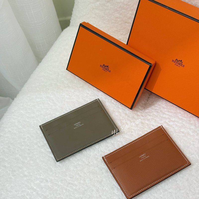 Hermes 金棕Gold牛皮Evercolor絲巾卡片夾-0