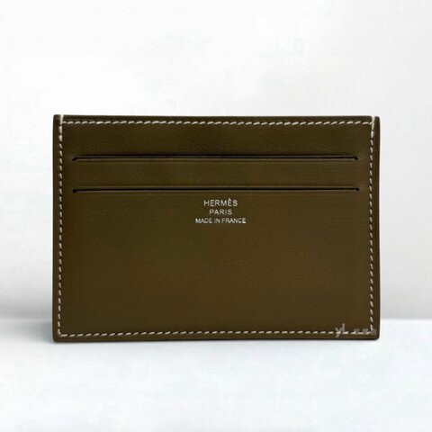 Hermes卡片夾 大象灰Swift皮革絲巾卡片夾