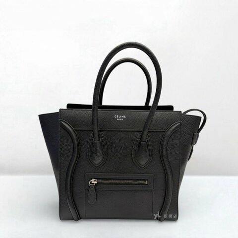 CELINE包包  Micro Luggage 黑小牛皮手提冏包