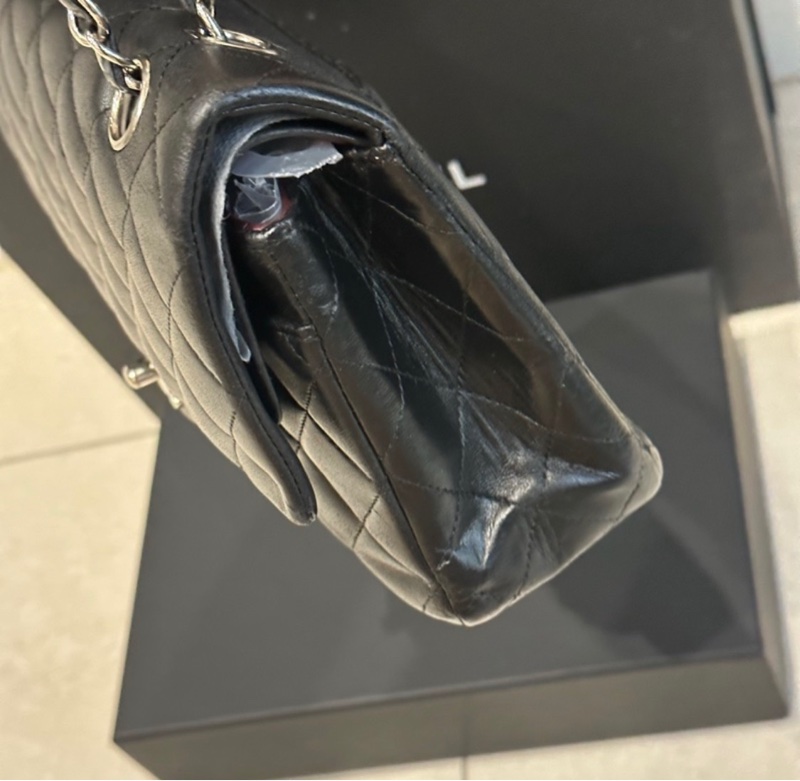 大全配🈶購證❤️ 香奈兒 #黑銀 #cf25 #羊皮 #中號 雙蓋雙鏈-6