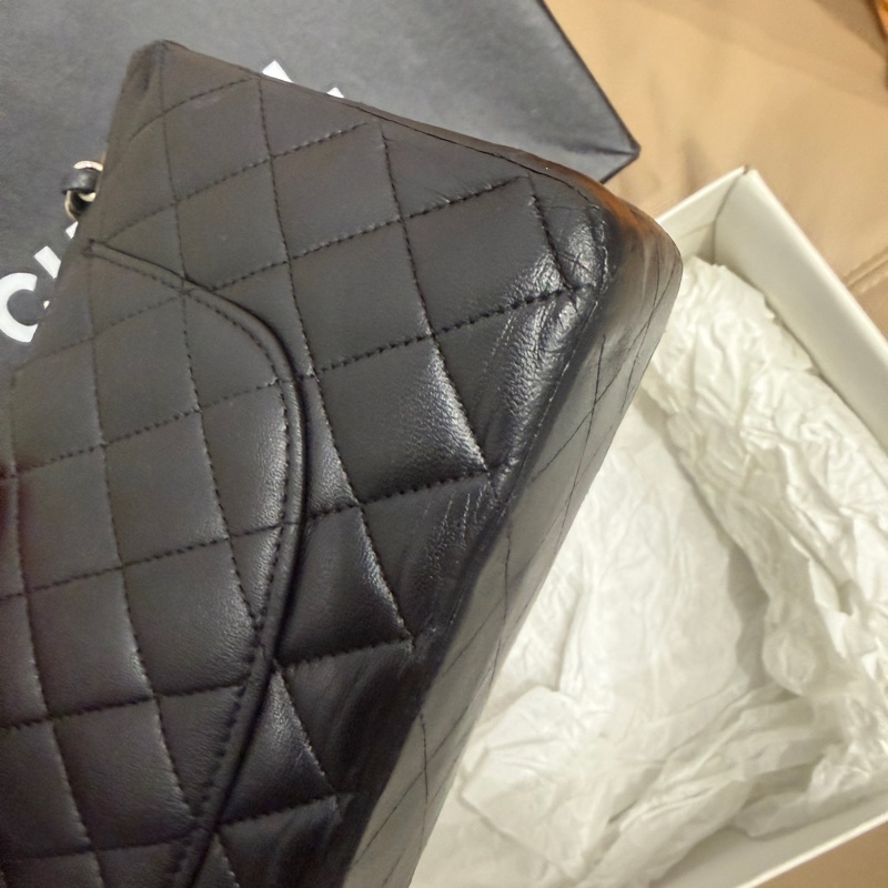 大全配🈶購證❤️ 香奈兒 #黑銀 #cf25 #羊皮 #中號 雙蓋雙鏈-27