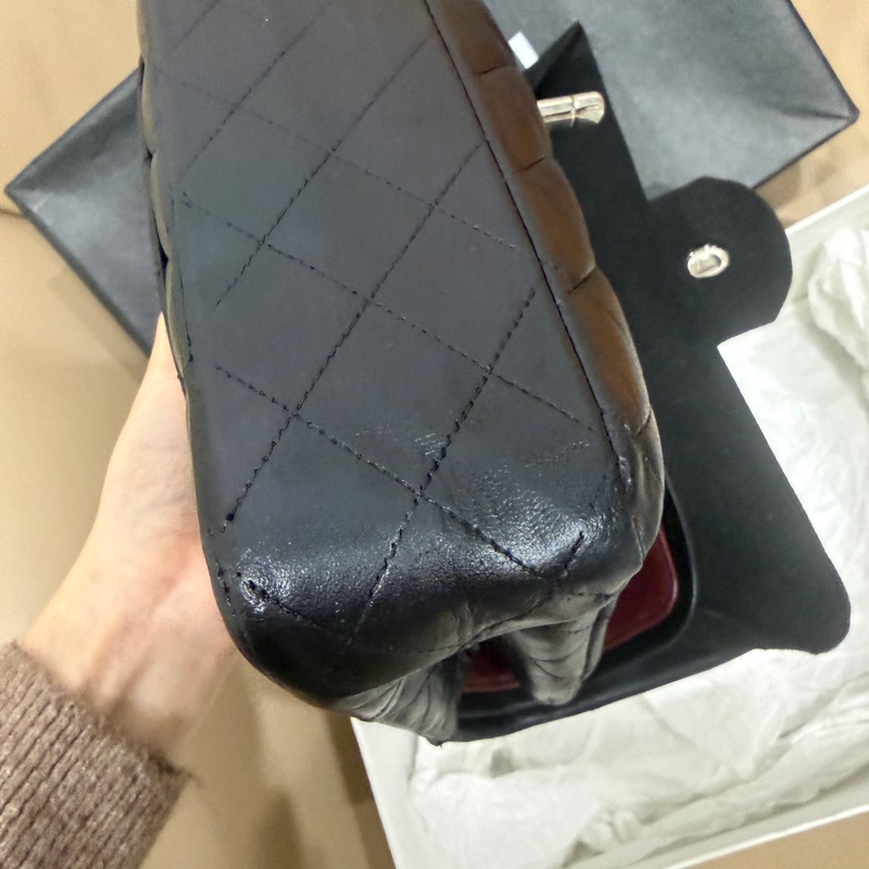 大全配🈶購證❤️ 香奈兒 #黑銀 #cf25 #羊皮 #中號 雙蓋雙鏈-29