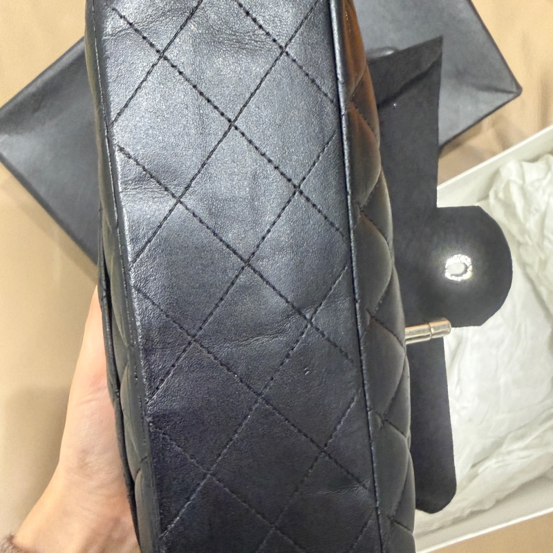 大全配🈶購證❤️ 香奈兒 #黑銀 #cf25 #羊皮 #中號 雙蓋雙鏈-30