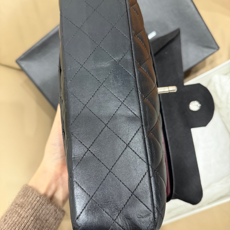 大全配🈶購證❤️ 香奈兒 #黑銀 #cf25 #羊皮 #中號 雙蓋雙鏈-32