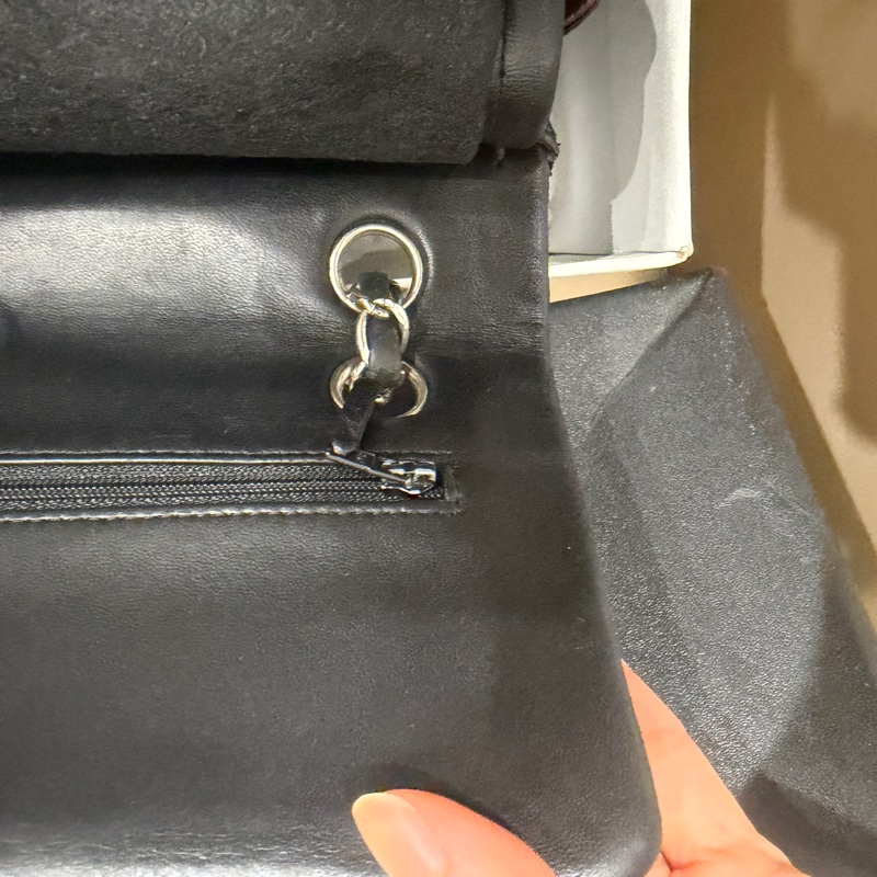 大全配🈶購證❤️ 香奈兒 #黑銀 #cf25 #羊皮 #中號 雙蓋雙鏈-48