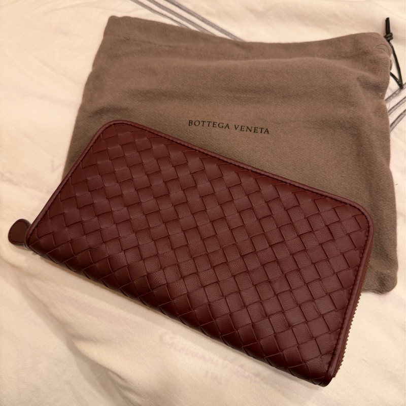 Bottega Veneta 酒紅色長夾，全新-1