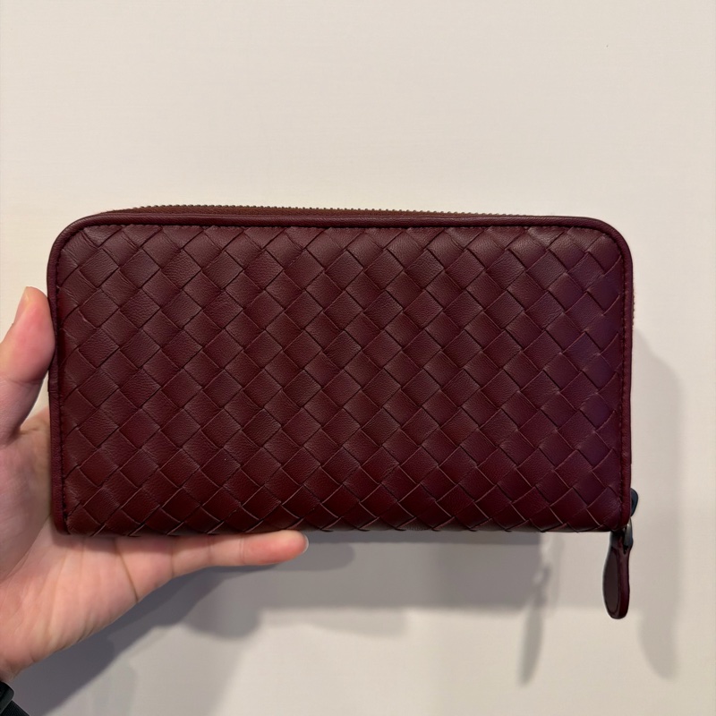 Bottega Veneta 酒紅色長夾，全新-5
