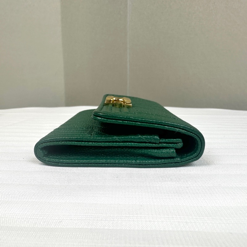 香奈兒/Chanel BOY 金扣深綠色短夾卡包錢包11x1x7.5cm-3