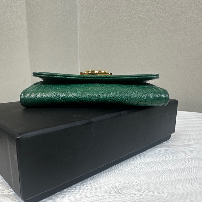 香奈兒/Chanel BOY 金扣深綠色短夾卡包錢包11x1x7.5cm-5