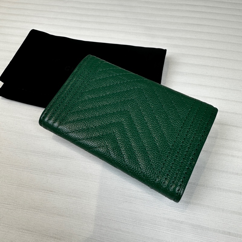 香奈兒/Chanel BOY 金扣深綠色短夾卡包錢包11x1x7.5cm-12