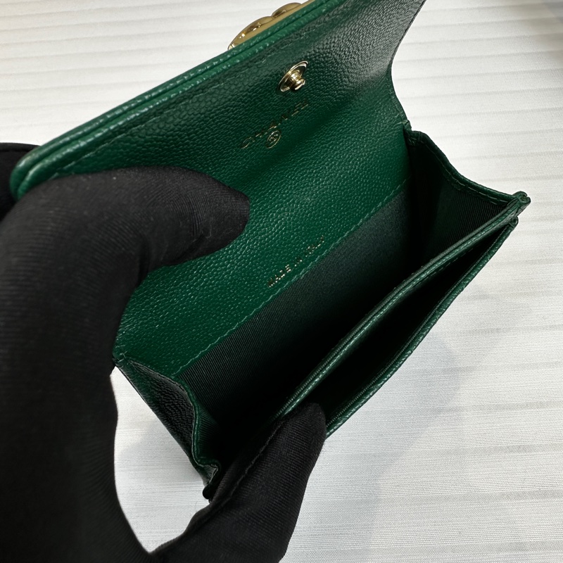 香奈兒/Chanel BOY 金扣深綠色短夾卡包錢包11x1x7.5cm-15