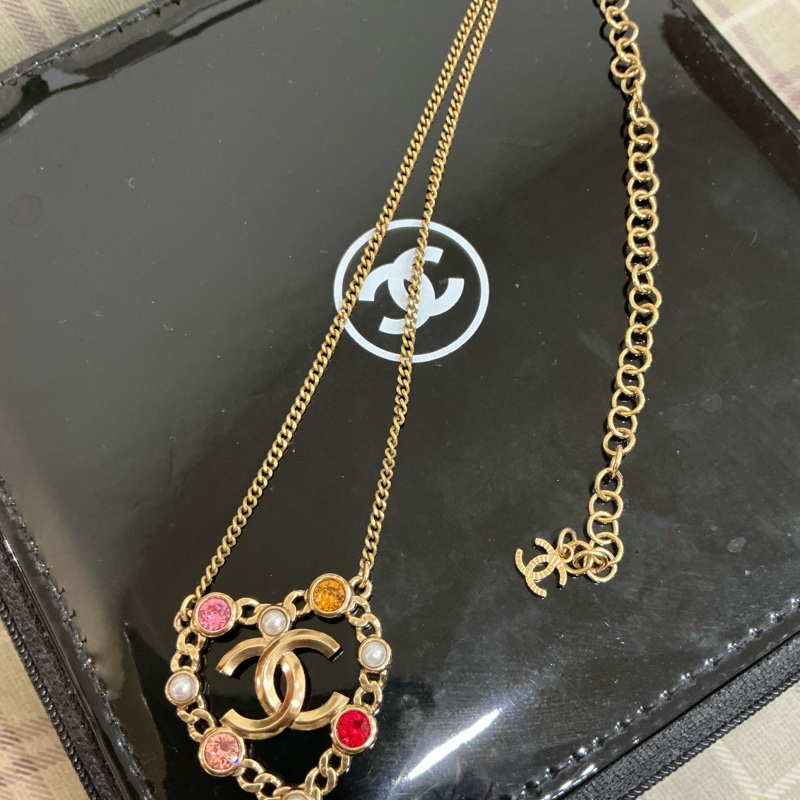 Chanel 復古金珍珠彩鑽項鍊-1