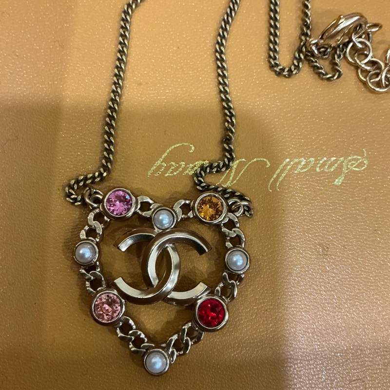 Chanel 復古金珍珠彩鑽項鍊-2