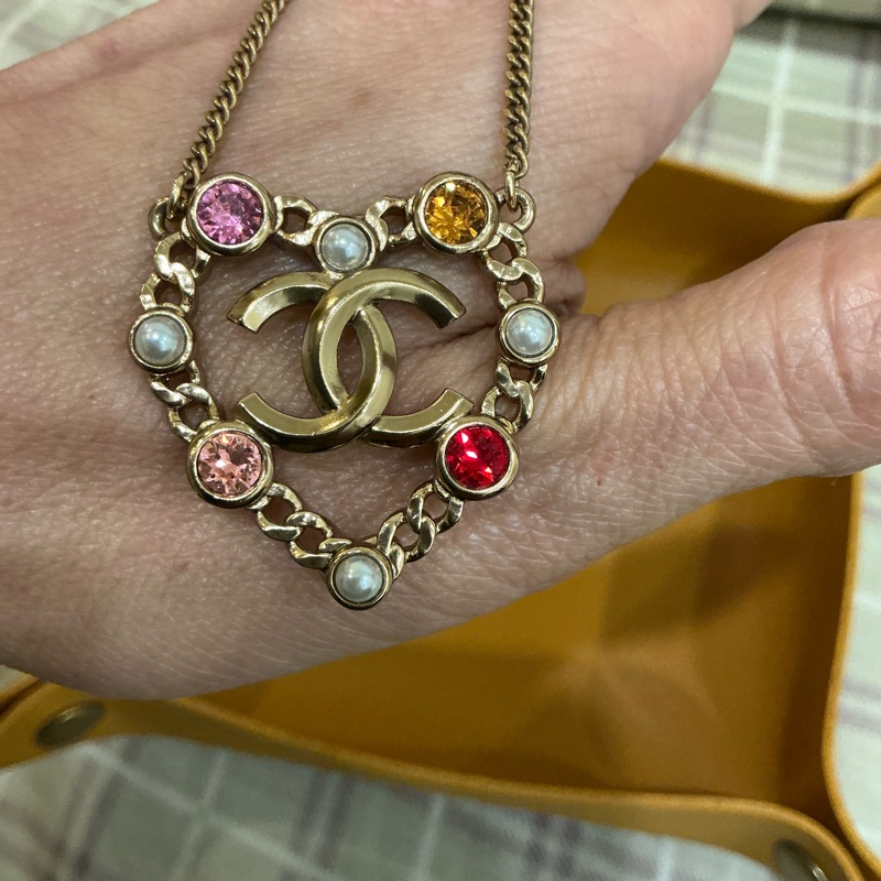 Chanel 復古金珍珠彩鑽項鍊-4
