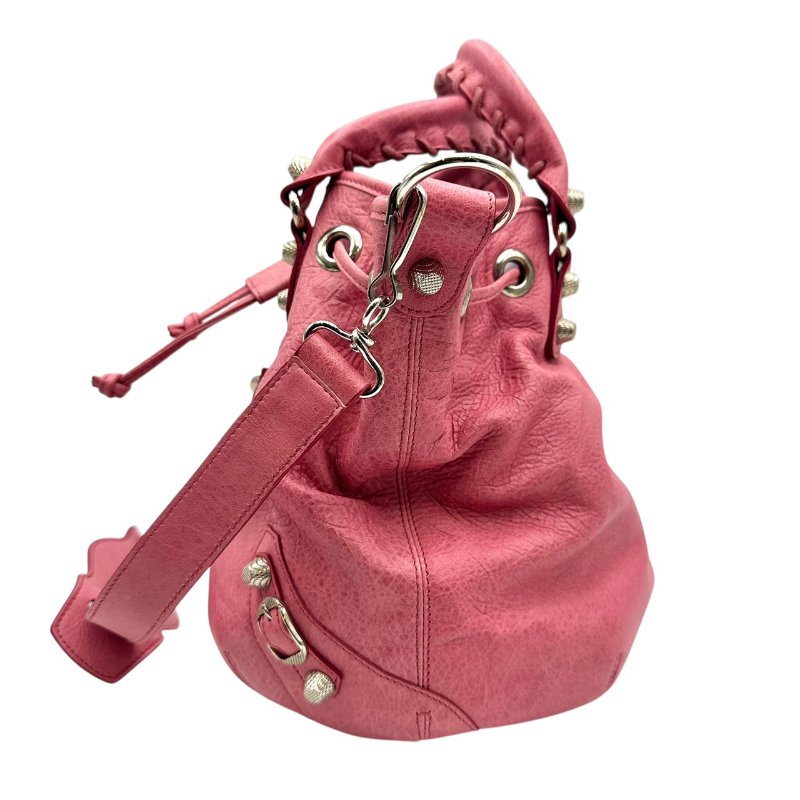 【美收精品】BALENCIAGA 粉色水桶機車包 C-69-3