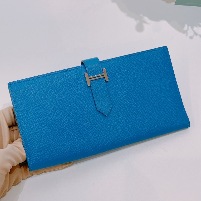 TW4612	Hermes 愛馬仕 長銀包 大海藍 Bearn Long Wallet Epsom Blue x PHW-6