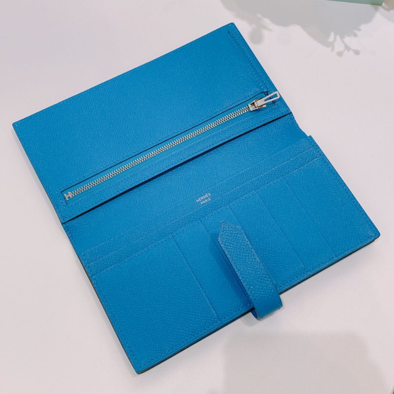 TW4612	Hermes 愛馬仕 長銀包 大海藍 Bearn Long Wallet Epsom Blue x PHW-11