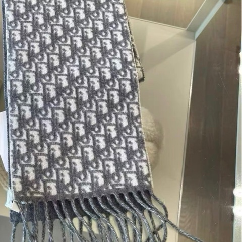 Dior迪奧雙面羊絨圍巾灰色