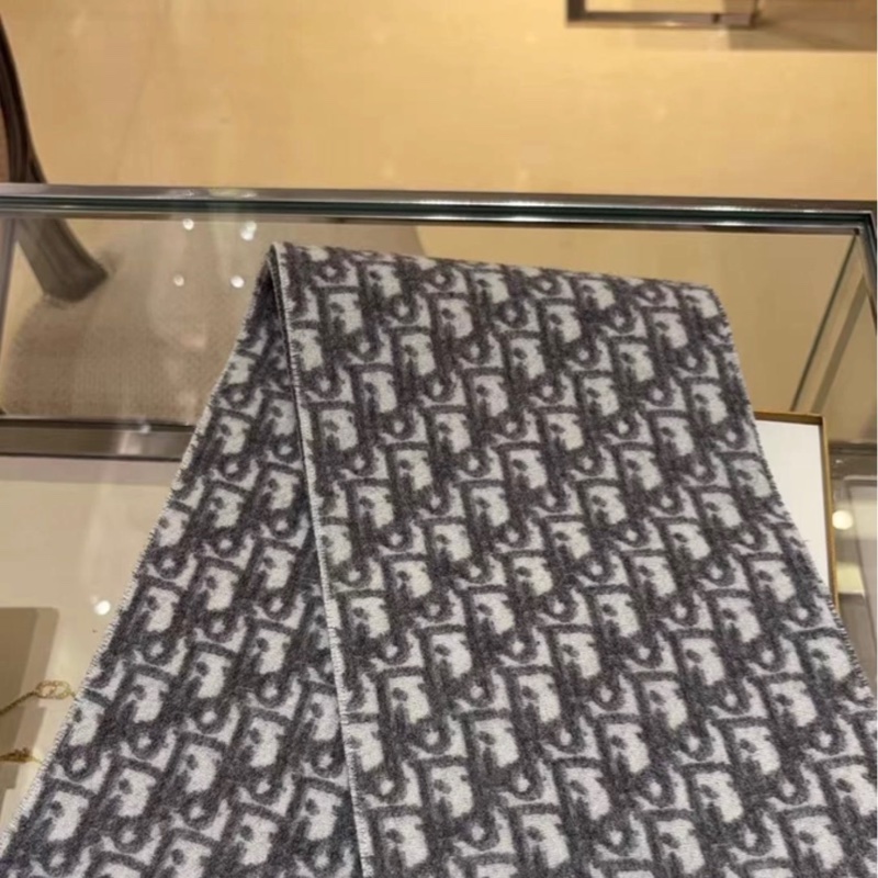 Dior迪奧雙面羊絨圍巾灰色-2