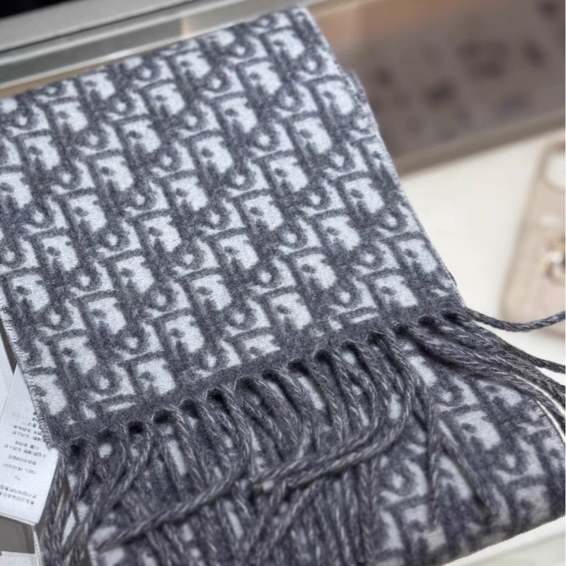 Dior迪奧雙面羊絨圍巾灰色-3