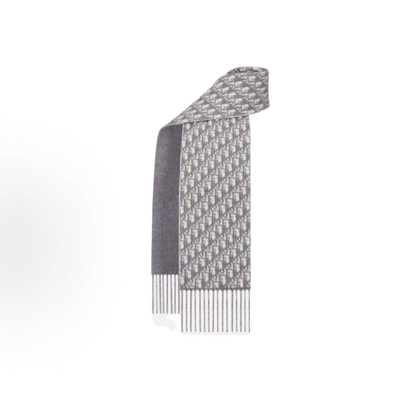 Dior迪奧雙面羊絨圍巾灰色-4