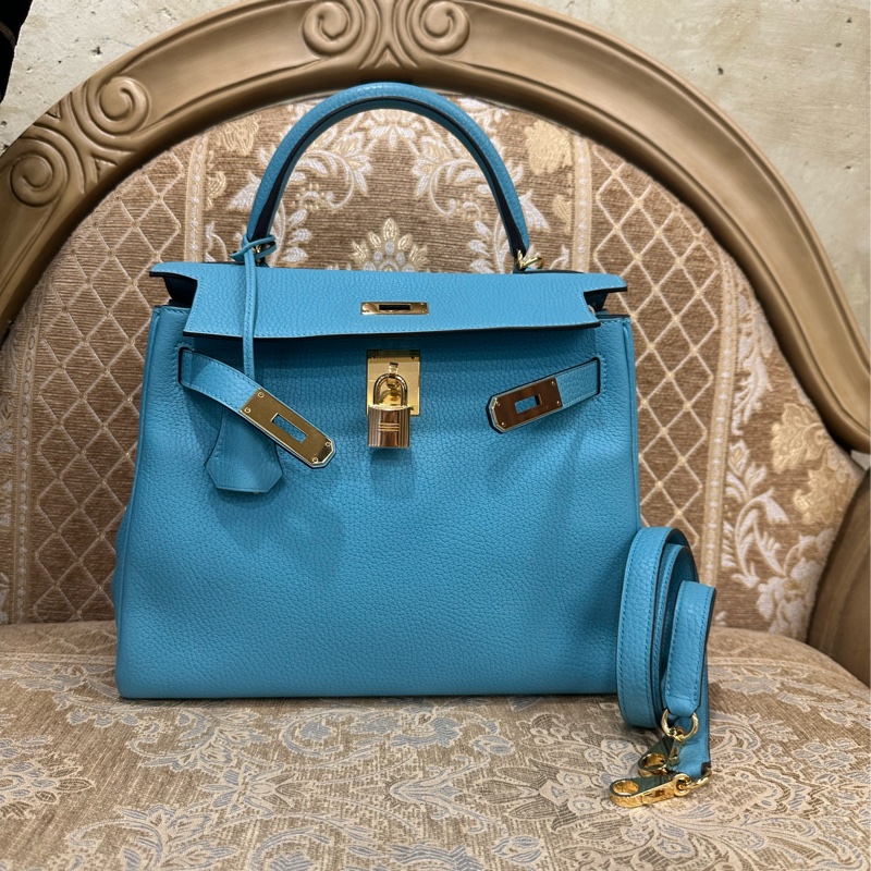 Hermes 3Z聖西爾藍T/C皮金釦凱莉28Kelly H024979-0