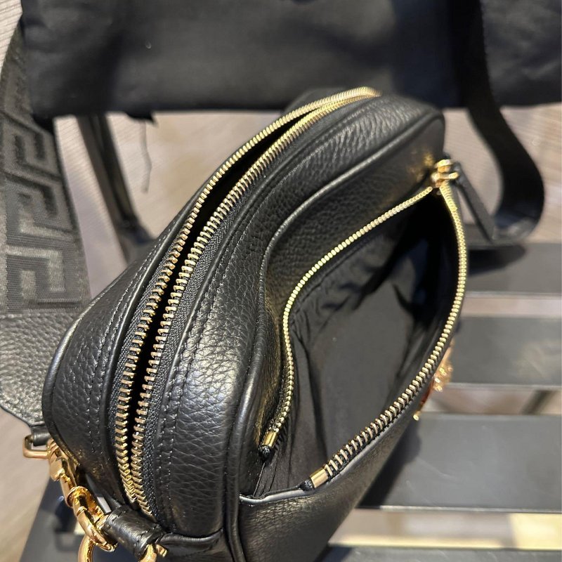 💎Han's house精品服飾💎VERSACE 凡賽斯 女神頭 頂級黑牌 小牛皮 兩用 腰包 側背包-2