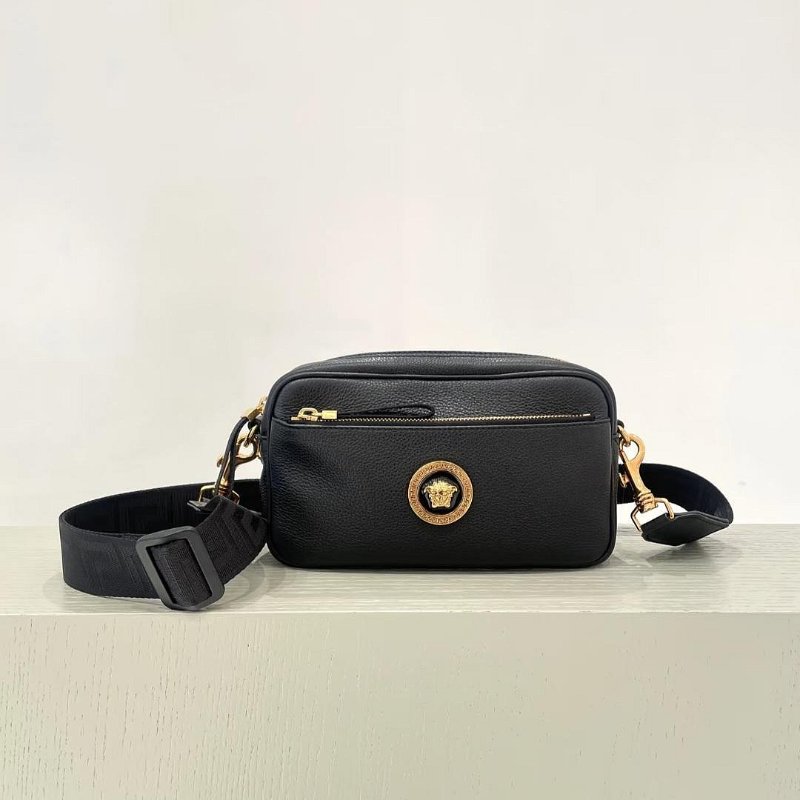 💎Han's house精品服飾💎VERSACE 凡賽斯 女神頭 頂級黑牌 小牛皮 兩用 腰包 側背包-8