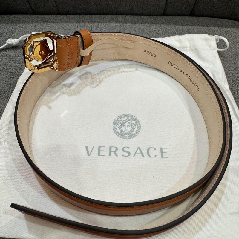 💎Han's house精品服飾💎 VERSACE 凡賽斯 女神頭 柔軟皮革 皮帶-6