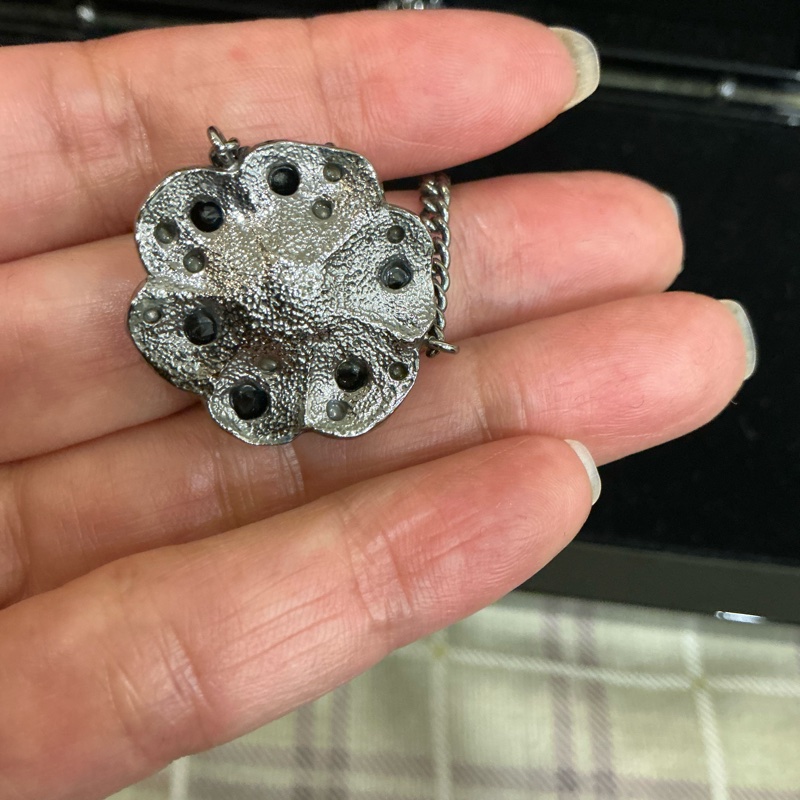 Chanel 黑鑽山茶花項鍊-5