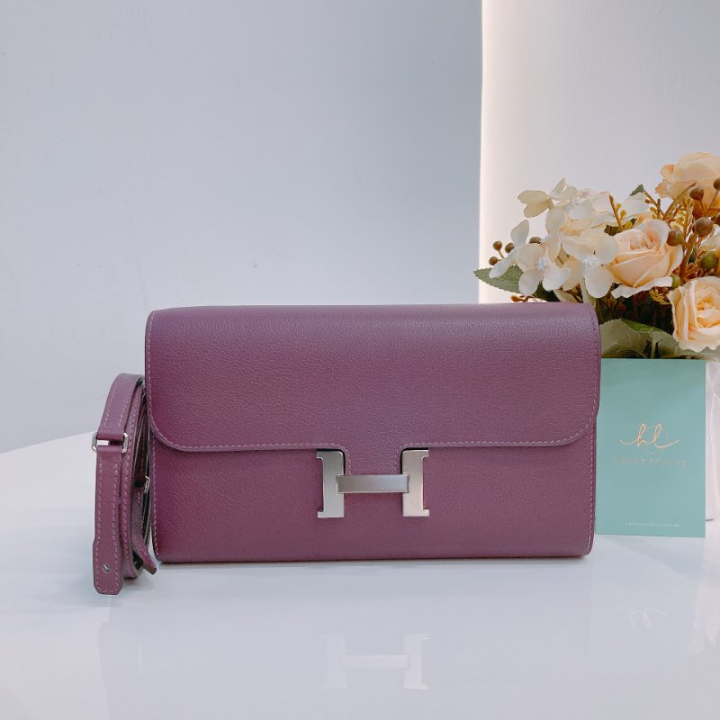 MS0418	Hermes 愛馬仕康康海葵紫錢包Constance To Go Wallet Evercolor P9 Anemone x PHW-0