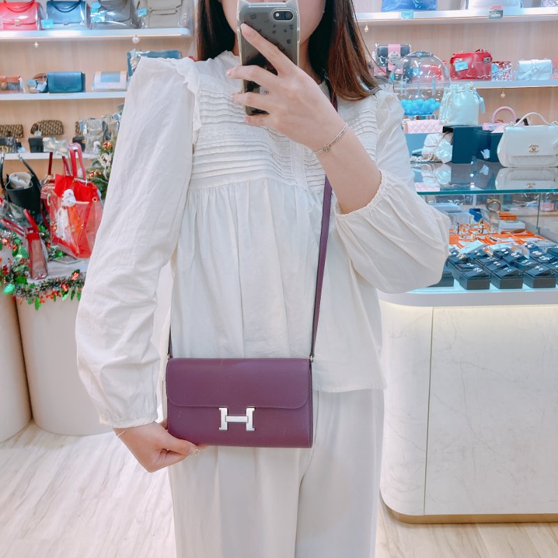 MS0418	Hermes 愛馬仕康康海葵紫錢包Constance To Go Wallet Evercolor P9 Anemone x PHW-1