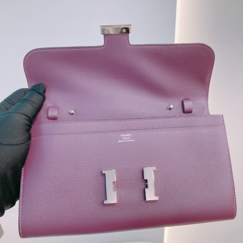 MS0418	Hermes 愛馬仕康康海葵紫錢包Constance To Go Wallet Evercolor P9 Anemone x PHW-12