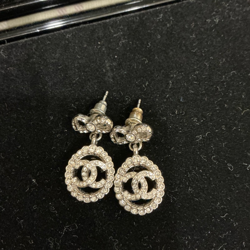 Chanel 蝴蝶結🎀滿鑽珍式耳環-0