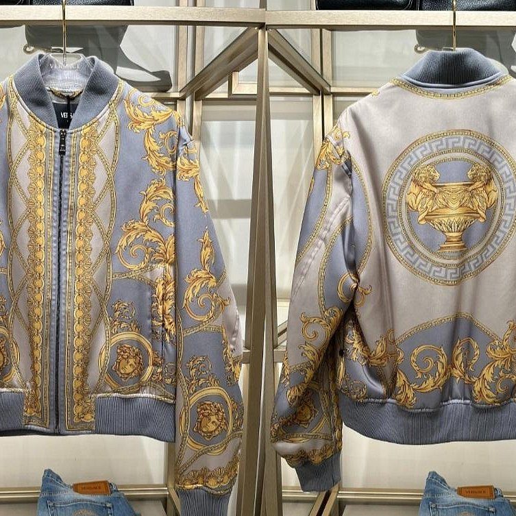 💎Han's house精品服飾💎VERSACE 凡賽斯 女神頭 頂級黑牌 巴洛克 飛行員 外套-6